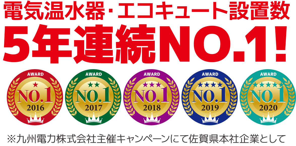 電気温水器・エコキュート設置数 5年連続NO.1！