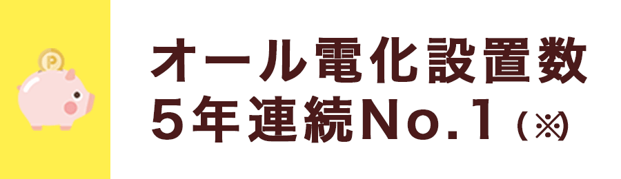 オール電化設置数5年連続No.1（※）